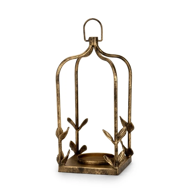 Gold Metal Leaves Lantern