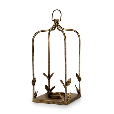 Gold Metal Leaves Lantern, 16 in.