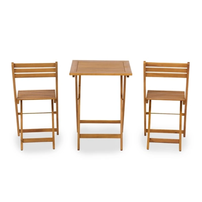Natural Wood 3-pc. Outdoor Bistro Set