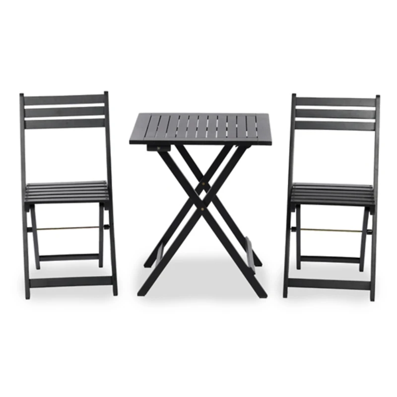 Black Wood 3-pc. Outdoor Bistro Set