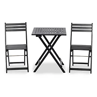 Black Wood 3-pc. Outdoor Bistro Set