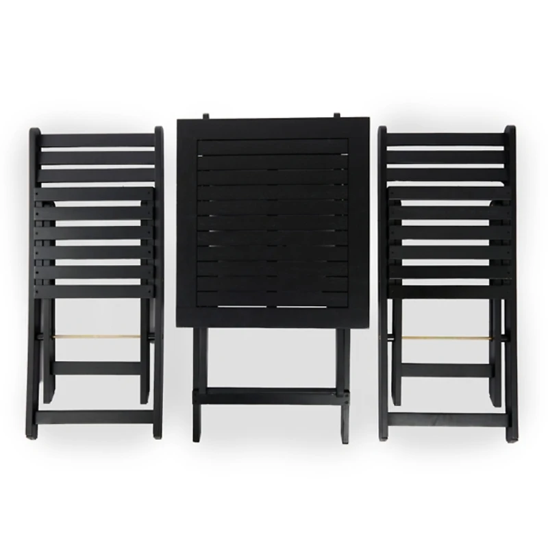 Black Wood 3-pc. Outdoor Bistro Set