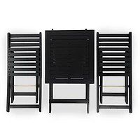 Black Wood 3-pc. Outdoor Bistro Set