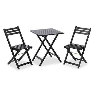 Black Wood 3-pc. Outdoor Bistro Set