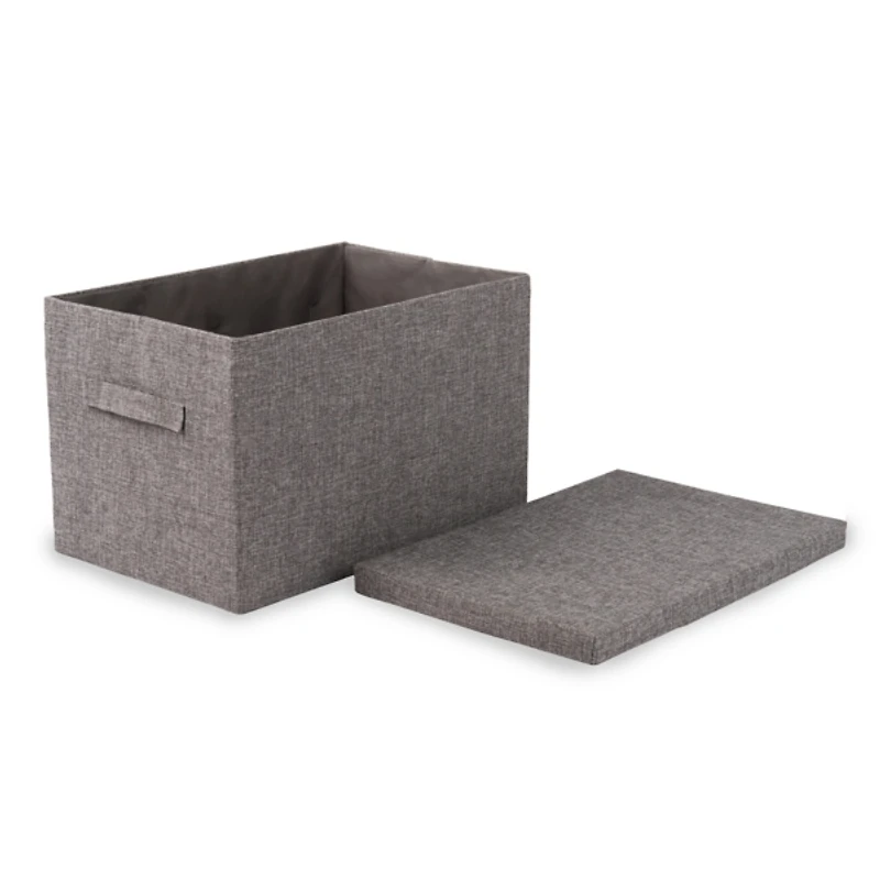 Gray Burlap Collapsible Basket