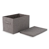 Gray Burlap Collapsible Basket