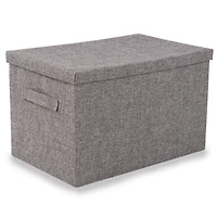 Gray Burlap Collapsible Basket