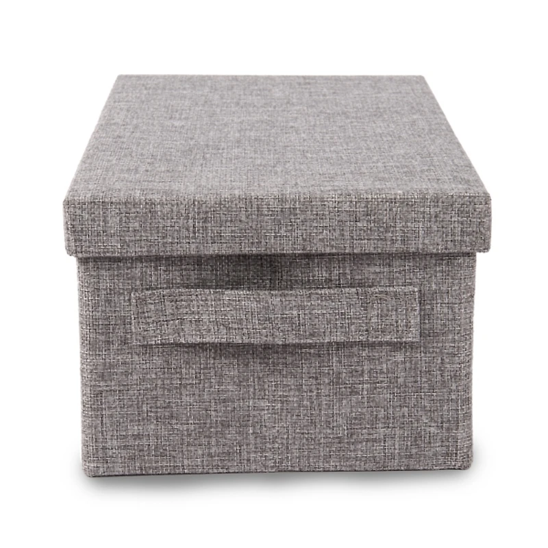Small Gray Burlap Collapsible Basket