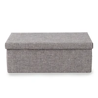 Small Gray Burlap Collapsible Basket
