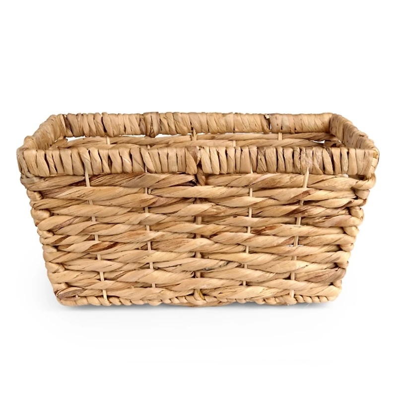 Large Woven Hyacinth Twist Trim Basket