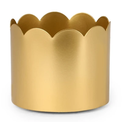 Gold Scalloped 3-Wick Jar Candle Holder