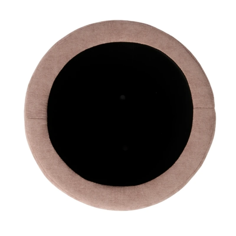 Round Pink Channeled Storage Ottoman