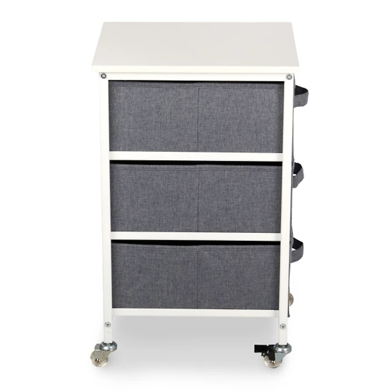 Rolling Cart with Gray Fabric Drawers
