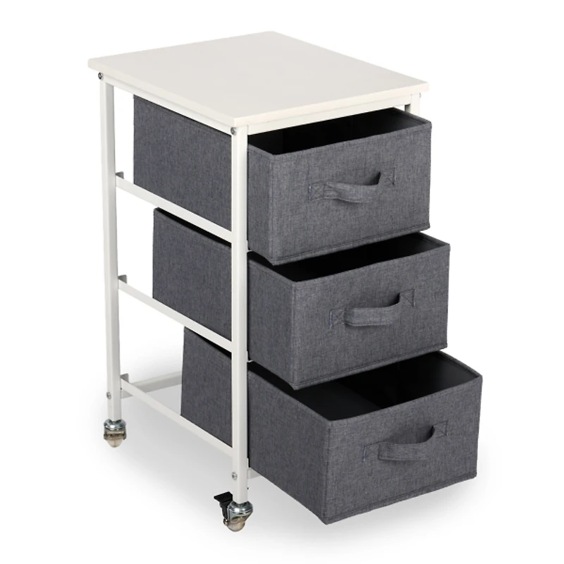 Rolling Cart with Gray Fabric Drawers