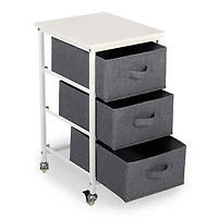 Rolling Cart with Gray Fabric Drawers