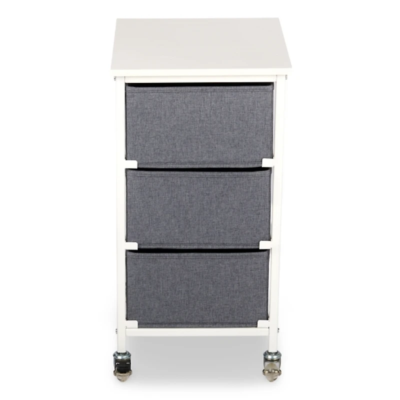Rolling Cart with Gray Fabric Drawers