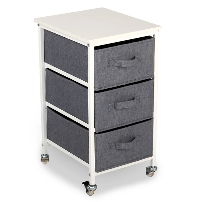 Rolling Cart with Gray Fabric Drawers