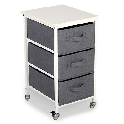 Rolling Cart with Gray Fabric Drawers