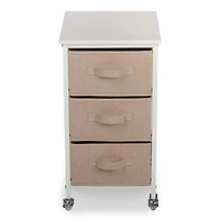 Rolling Cart with Tan Fabric Drawers