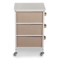 Rolling Cart with Tan Fabric Drawers