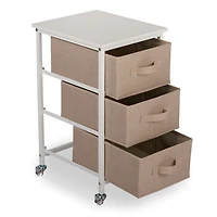 Rolling Cart with Tan Fabric Drawers