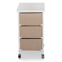 Rolling Cart with Tan Fabric Drawers