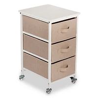 Rolling Cart with Tan Fabric Drawers
