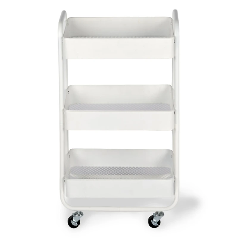 White Metal 3-Tier Rolling Cart