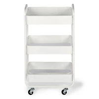 White Metal 3-Tier Rolling Cart