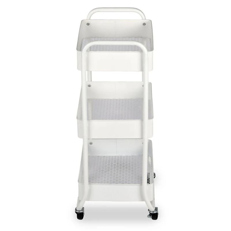 White Metal 3-Tier Rolling Cart