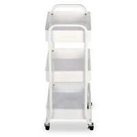 White Metal 3-Tier Rolling Cart