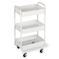 White Metal 3-Tier Rolling Cart