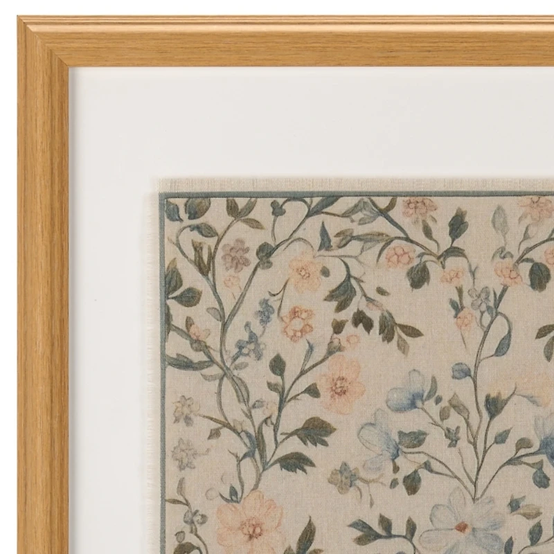Blue Floral Tapestry Framed Art Print
