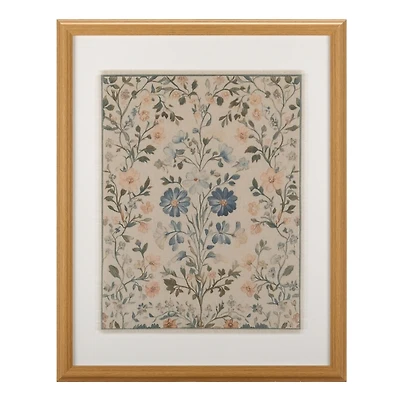Blue Floral Tapestry Framed Art Print