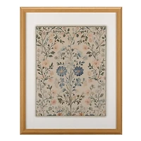 Blue Floral Tapestry Framed Art Print