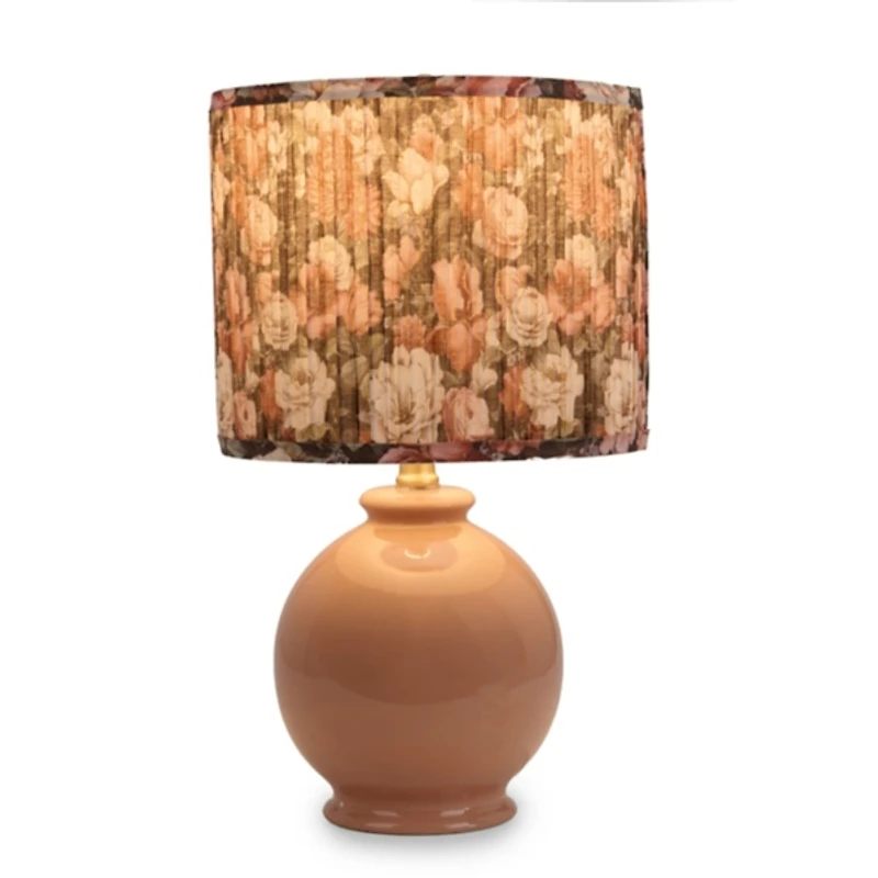 Mauve Floral Shade Ceramic Table Lamp