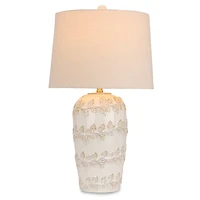 White Embossed Vine Ceramic Table Lamp