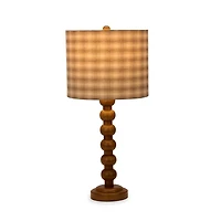Beaded Wood Plaid Shade Table Lamp