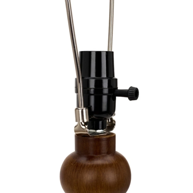Beaded Wood Plaid Shade Table Lamp