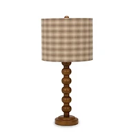 Beaded Wood Plaid Shade Table Lamp