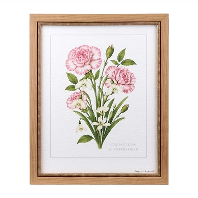 January Carnation and Snowdrop Framed Art Print