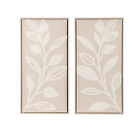 Embroidered Leaf Framed Canvas Prints, Set of 2
