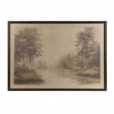 Green Foggy Forest Framed Art Print