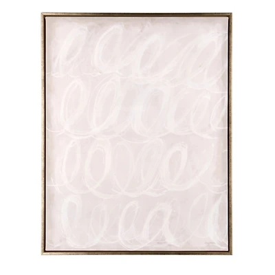 White Abstract Swirls Framed Canvas Art Print