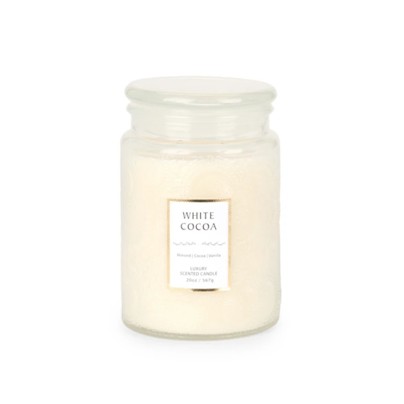White Cocoa 2-Wick Embossed Jar Candle