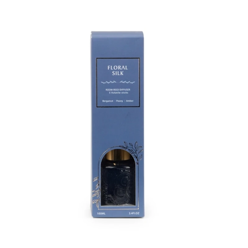 Blue Floral Silk Embossed Diffuser Set