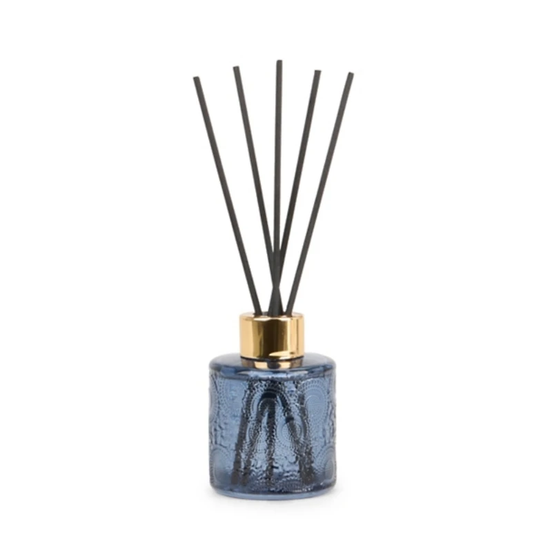 Blue Floral Silk Embossed Diffuser Set