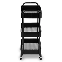 Black Metal 3-Tier Rolling Cart