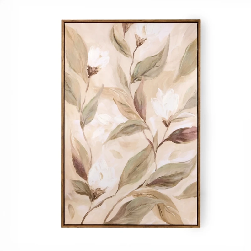 Leafy Florals Framed Canvas Art Print