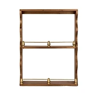 Scalloped Wood Wall Shelf with Gold Details